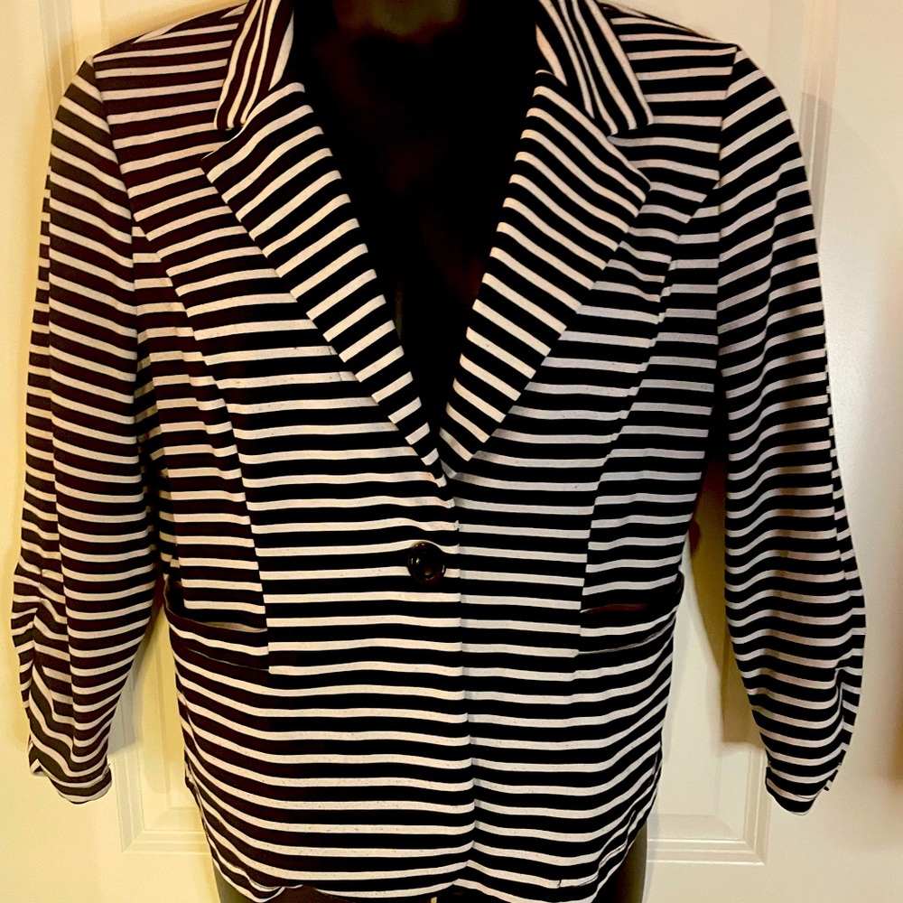 Black and white striped blazer